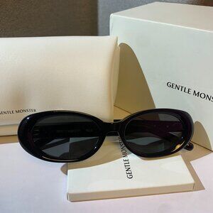 Slim Black Oval Sunglasses